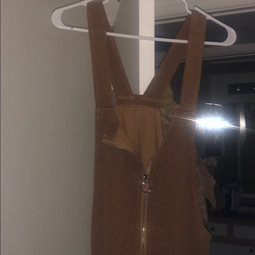 Brown corduroy sexy overalls dress
